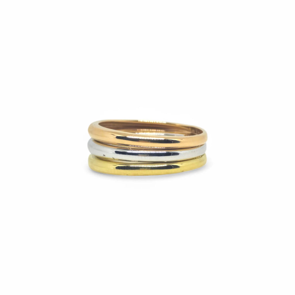 Anello Trinity in Oro 18kt Tricolore a fascia Oro Giallo, Bianco e Rosa