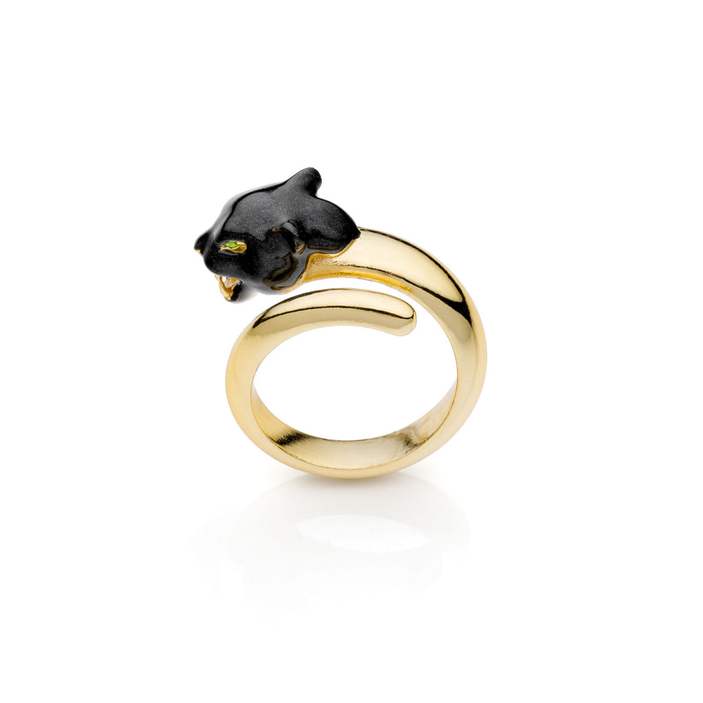 Anello Unoaerre donna dorato con testa di pantera 2329