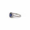 Anello Uomo in Oro Bianco 9kt 375 con Zircone Blu Ovale