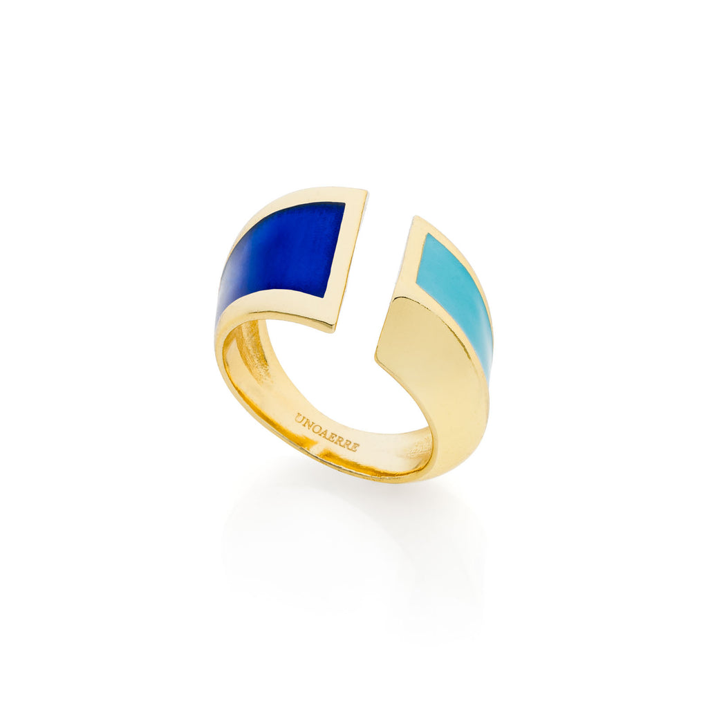 Anello a fascia con smalto azzurro Unoaerre donna 2288