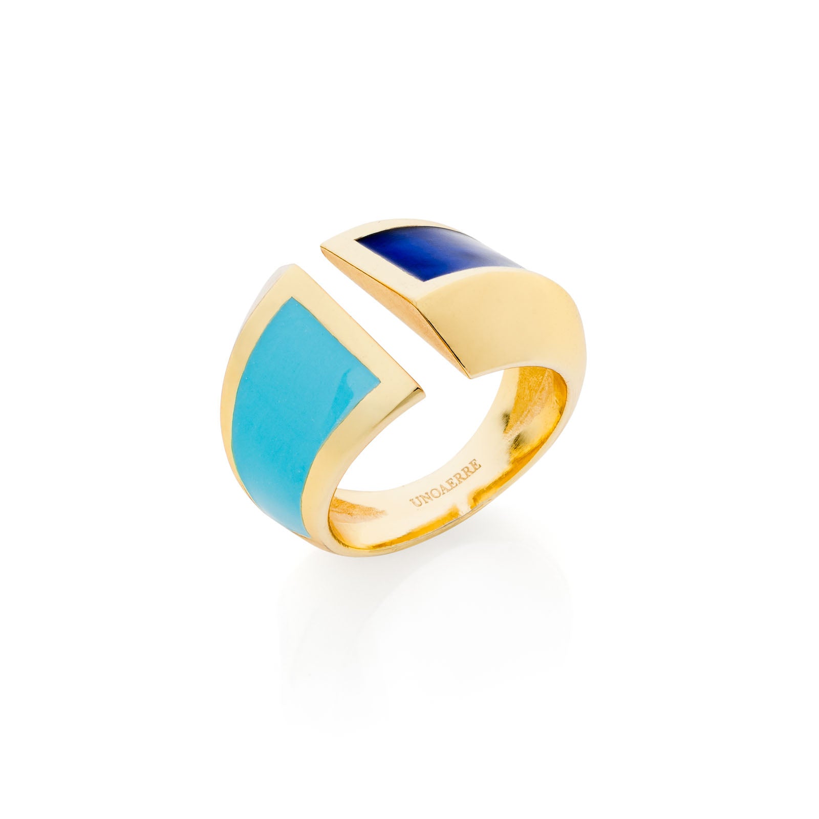 Anello a fascia con smalto azzurro Unoaerre donna 2288