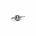 Anello azzurro donna in oro bianco 9kt con zirconi
