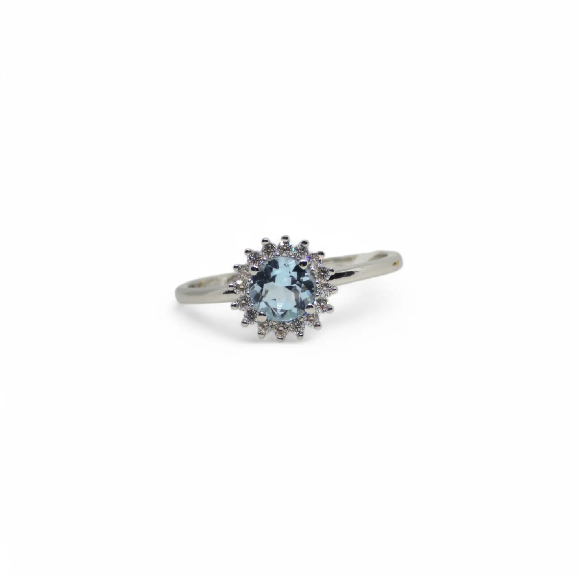 Anello azzurro donna in oro bianco 9kt con zirconi