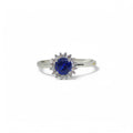Anello blu donna in oro bianco 9kt con zirconi