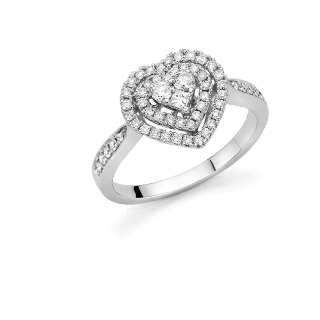 Anello cuore con diamanti DFAF9216.050 DonnaOro in oro bianco e diamanti