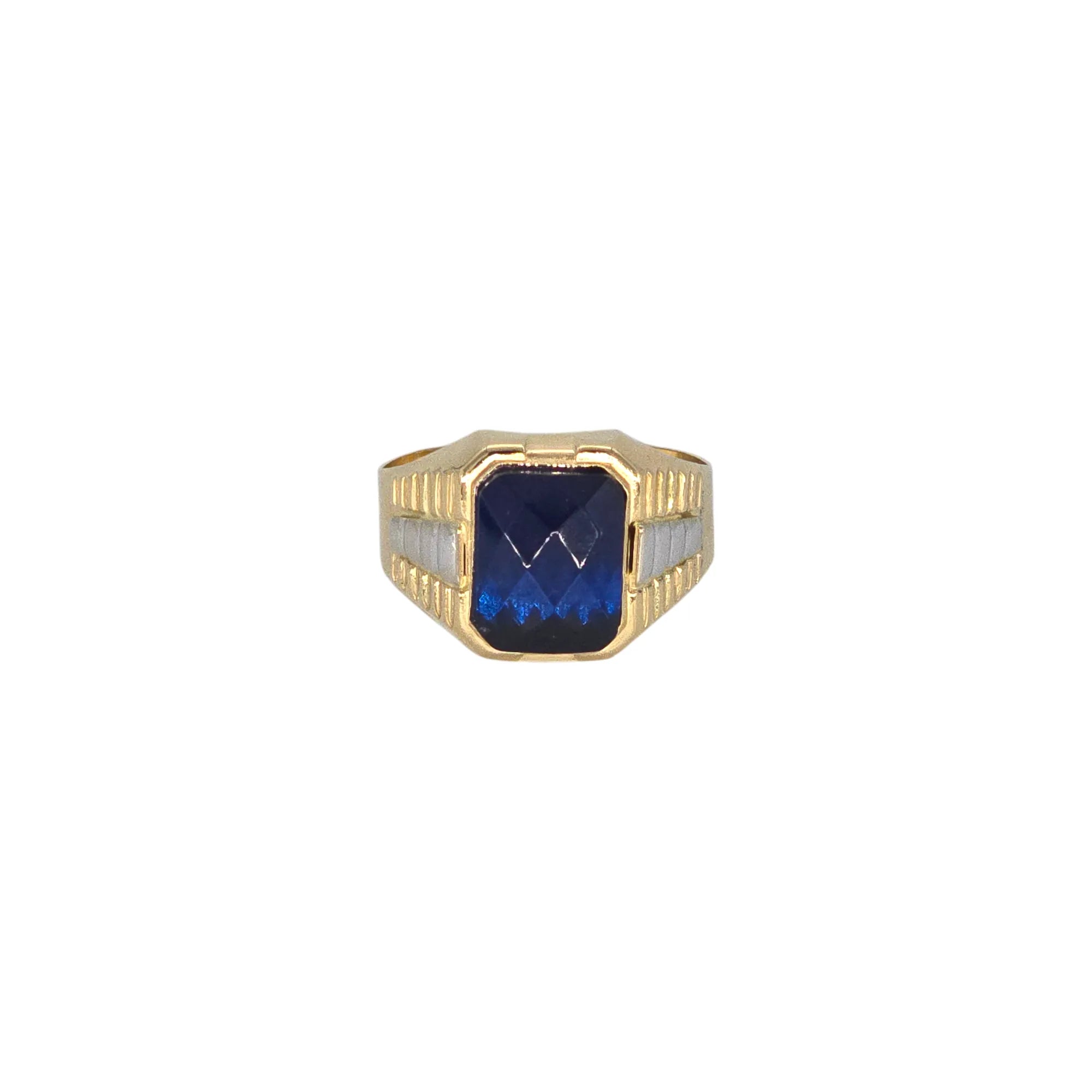 Anello da Uomo in Oro Bicolore 18kt 750 con Zircone Blu