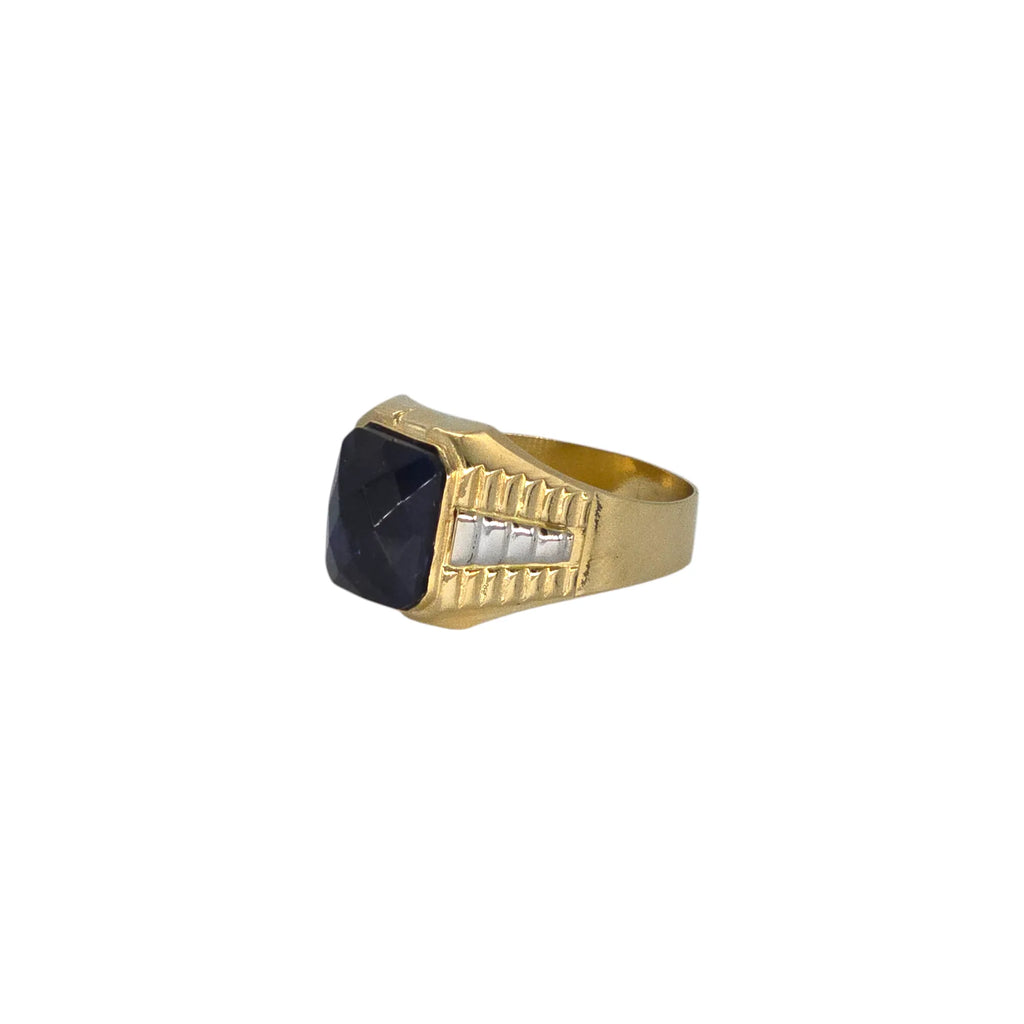 Anello da Uomo in Oro Bicolore 18kt 750 con Zircone Blu
