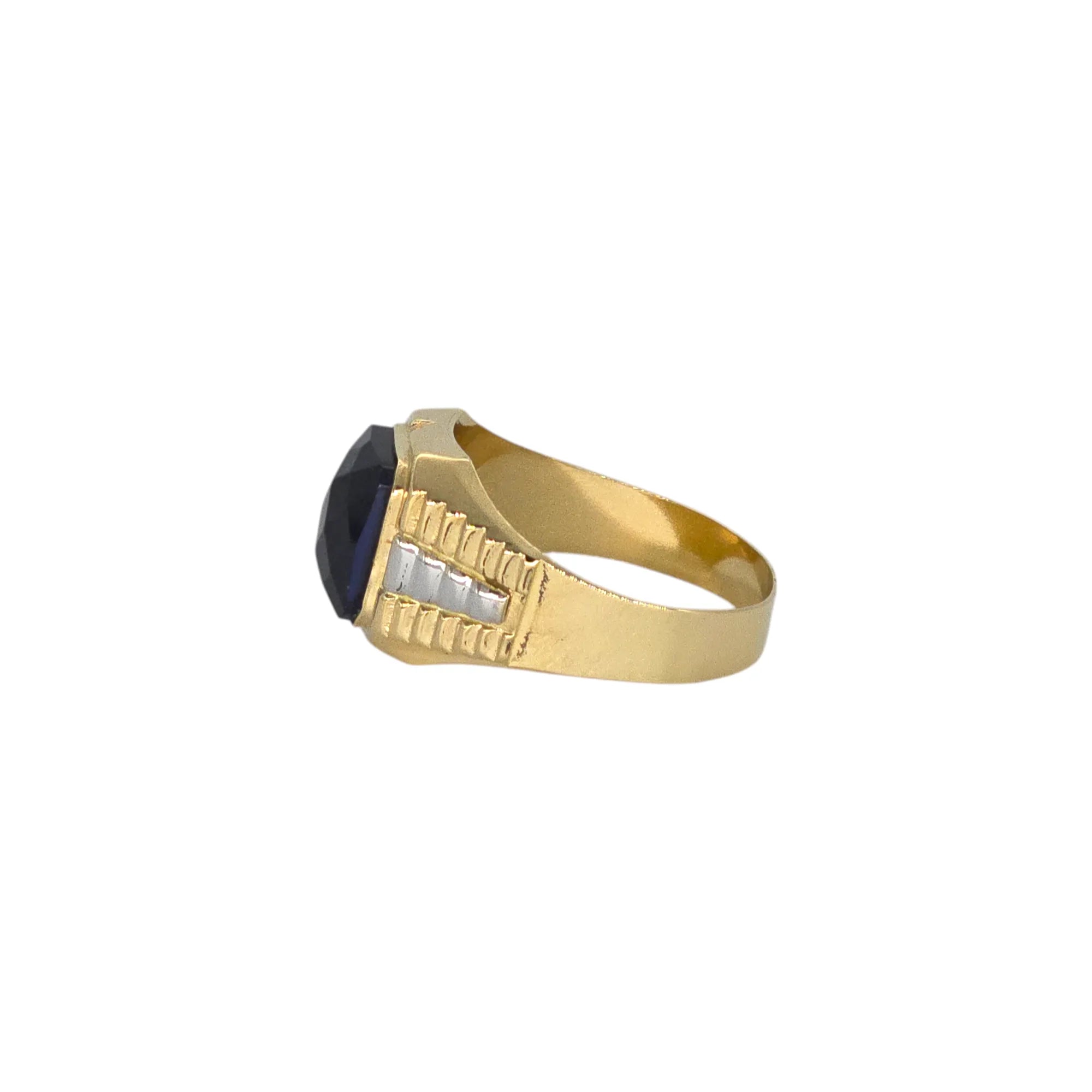 Anello da Uomo in Oro Bicolore 18kt 750 con Zircone Blu