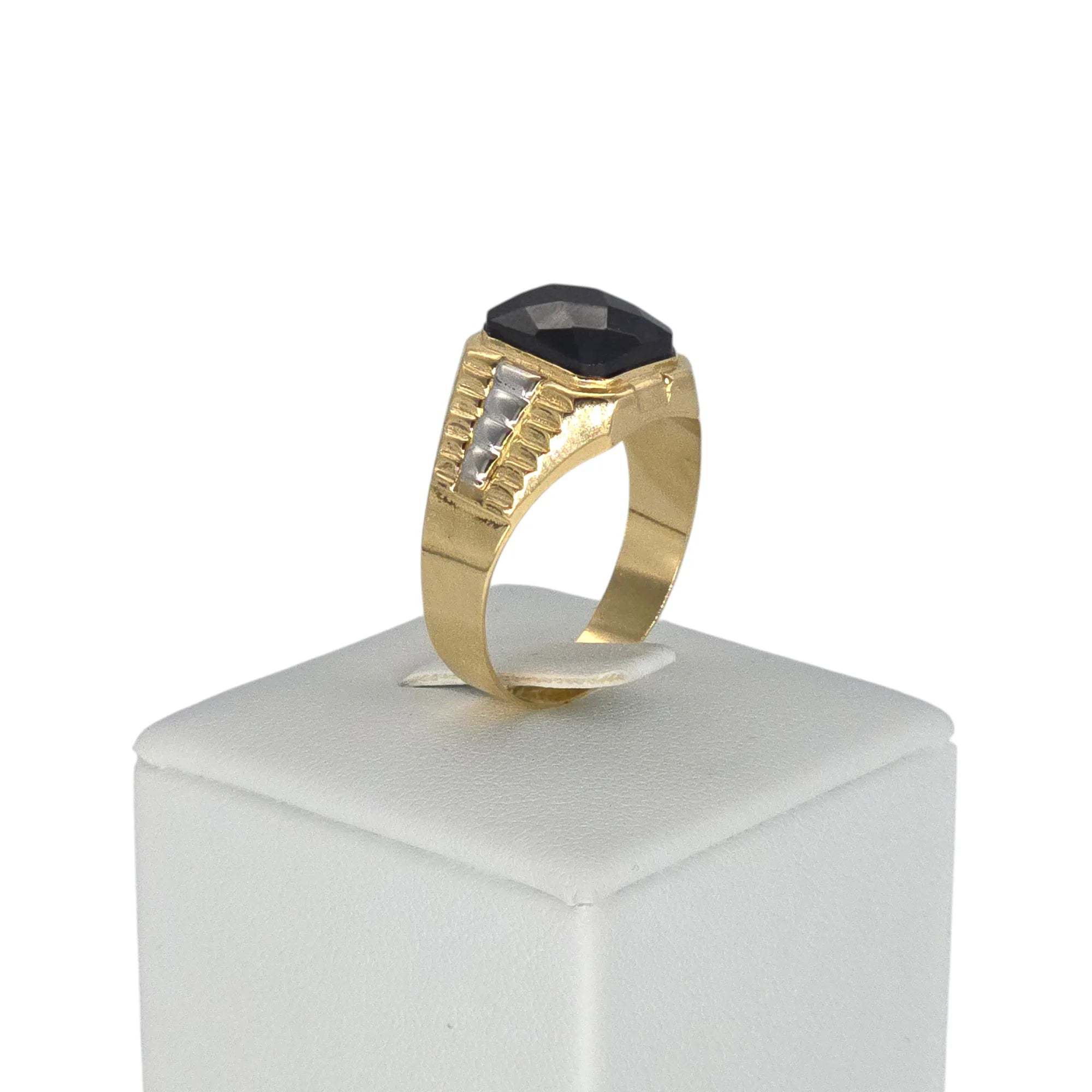 Anello da Uomo in Oro Bicolore 18kt 750 con Zircone Blu