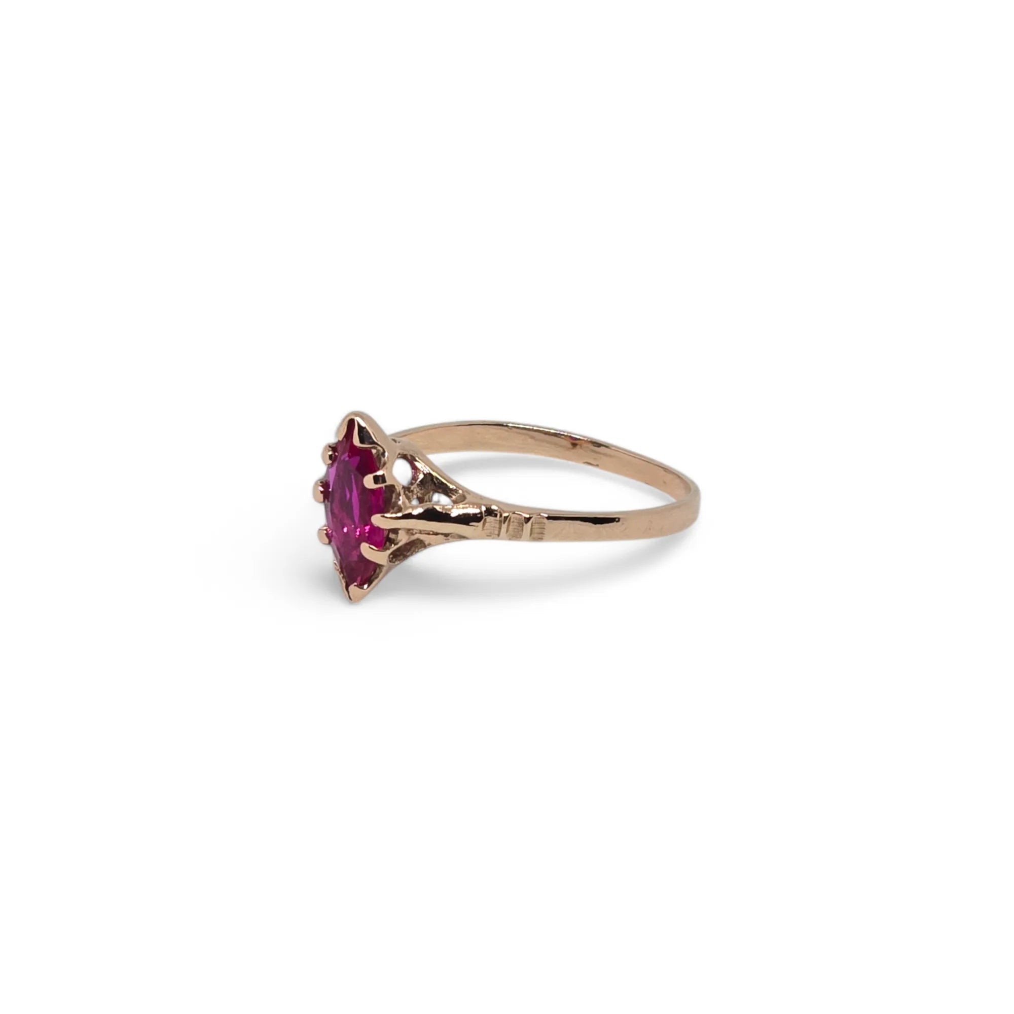 Anello da donna in oro 9ct rosè con pietra Rossa