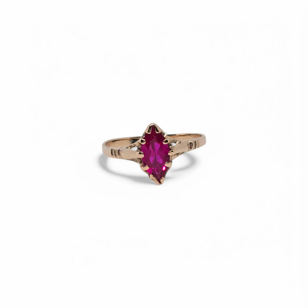 Anello da donna in oro 9ct rosè con pietra Rossa