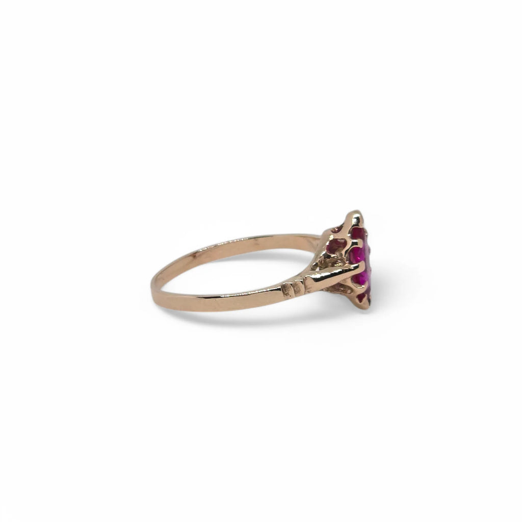 Anello da donna in oro 9ct rosè con pietra Rossa