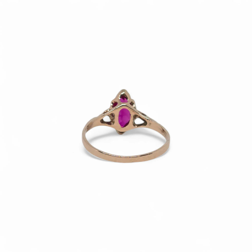 Anello da donna in oro 9ct rosè con pietra Rossa