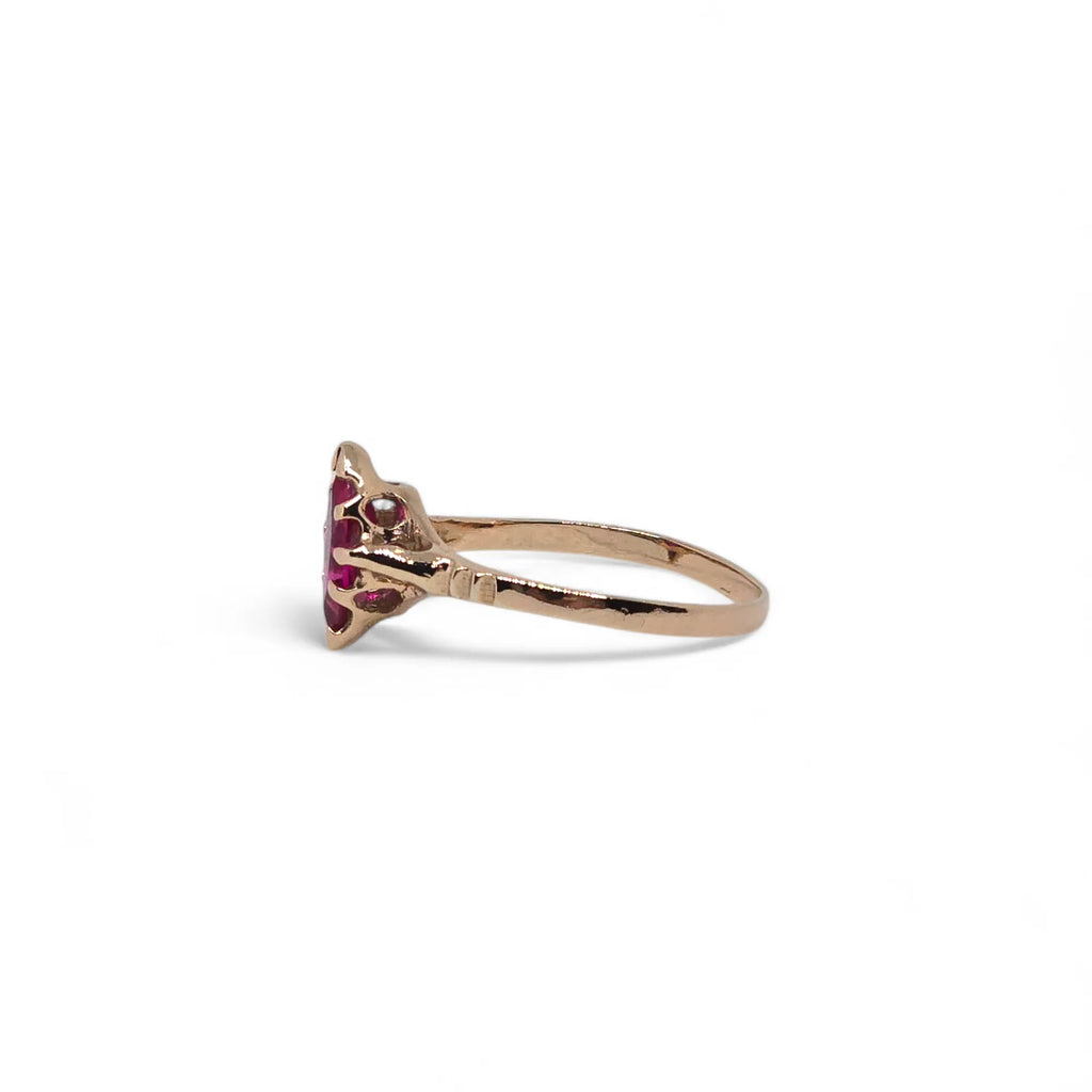 Anello da donna in oro 9ct rosè con pietra Rossa
