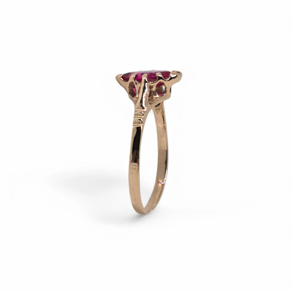 Anello da donna in oro 9ct rosè con pietra Rossa