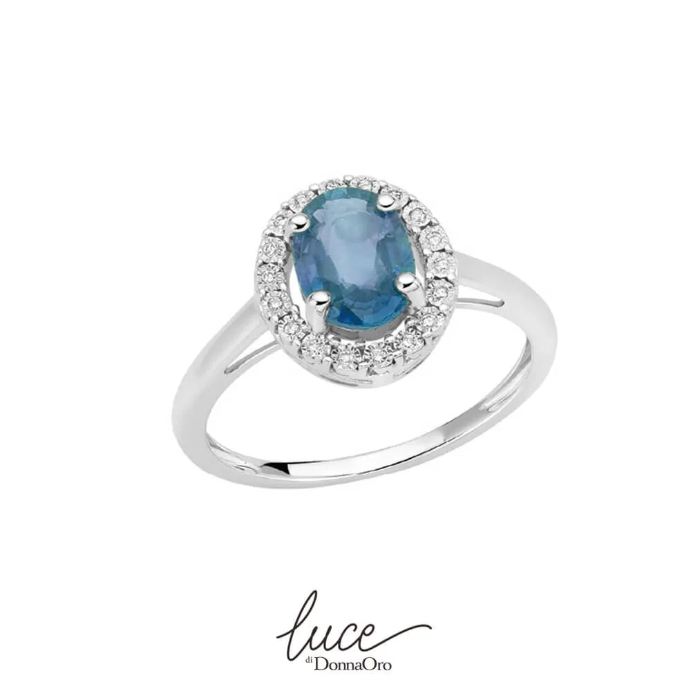 Anello donn in oro 18kt con zaffiro e diamanti Donnaoro LAZ12080.006