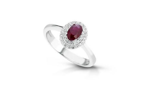 Anello donna PG  gioielli con rubino in oro bianco e diamanti anmamboo/1r