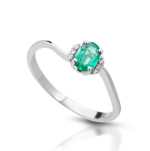 Anello donna PG gioielli con smeraldo in oro bianco e diamanti answings/4