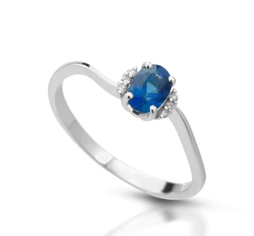 Anello donna PG gioielli con zaffiro in oro bianco e diamanti answingz/4