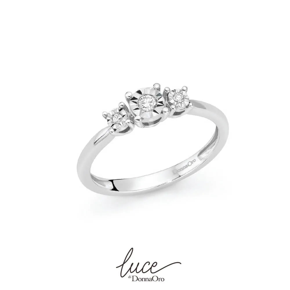Damenring Trilogy aus 18kt Weißgold und Diamanten Donnaoro