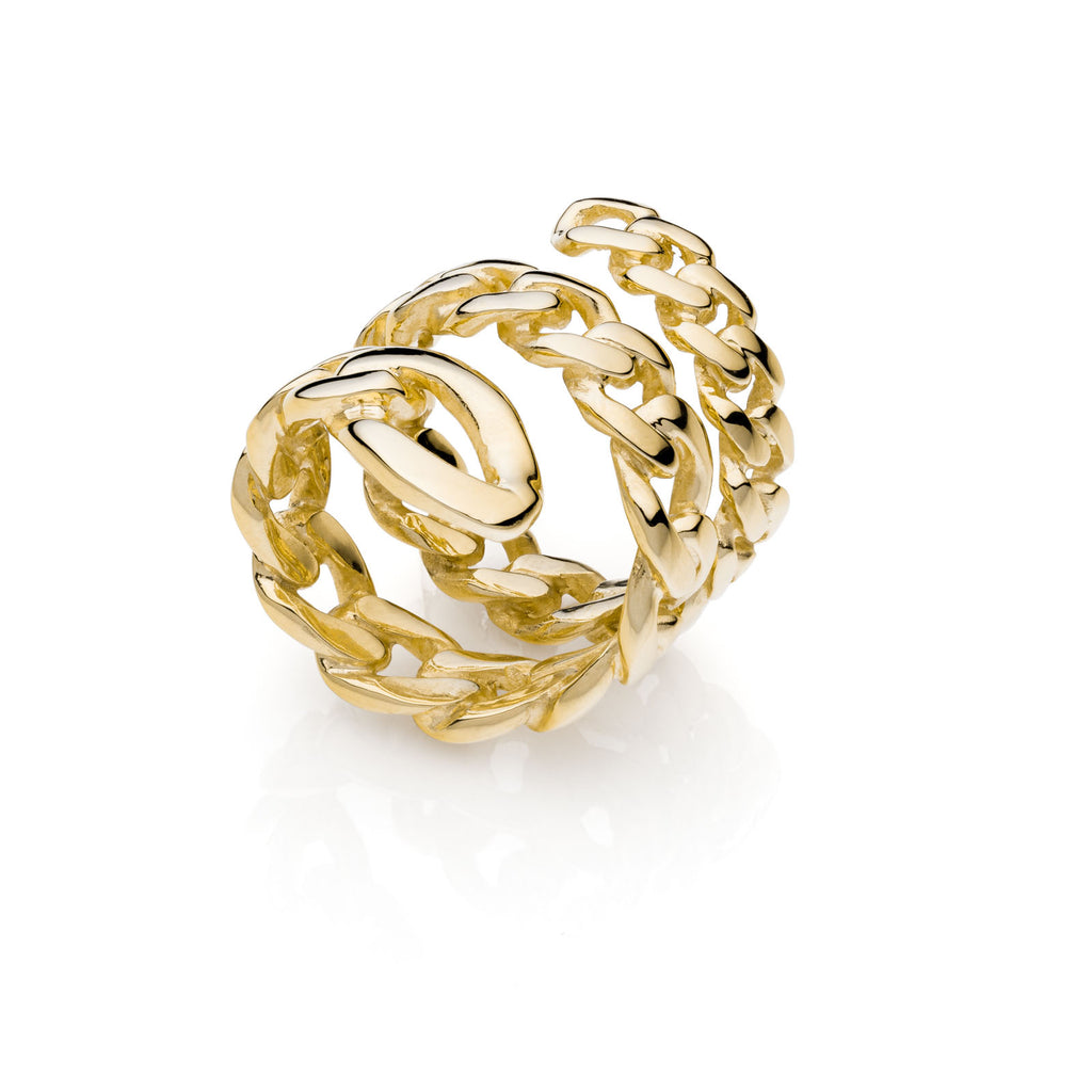 Anello donna Unoaerre a spirale in catena dorata 2394