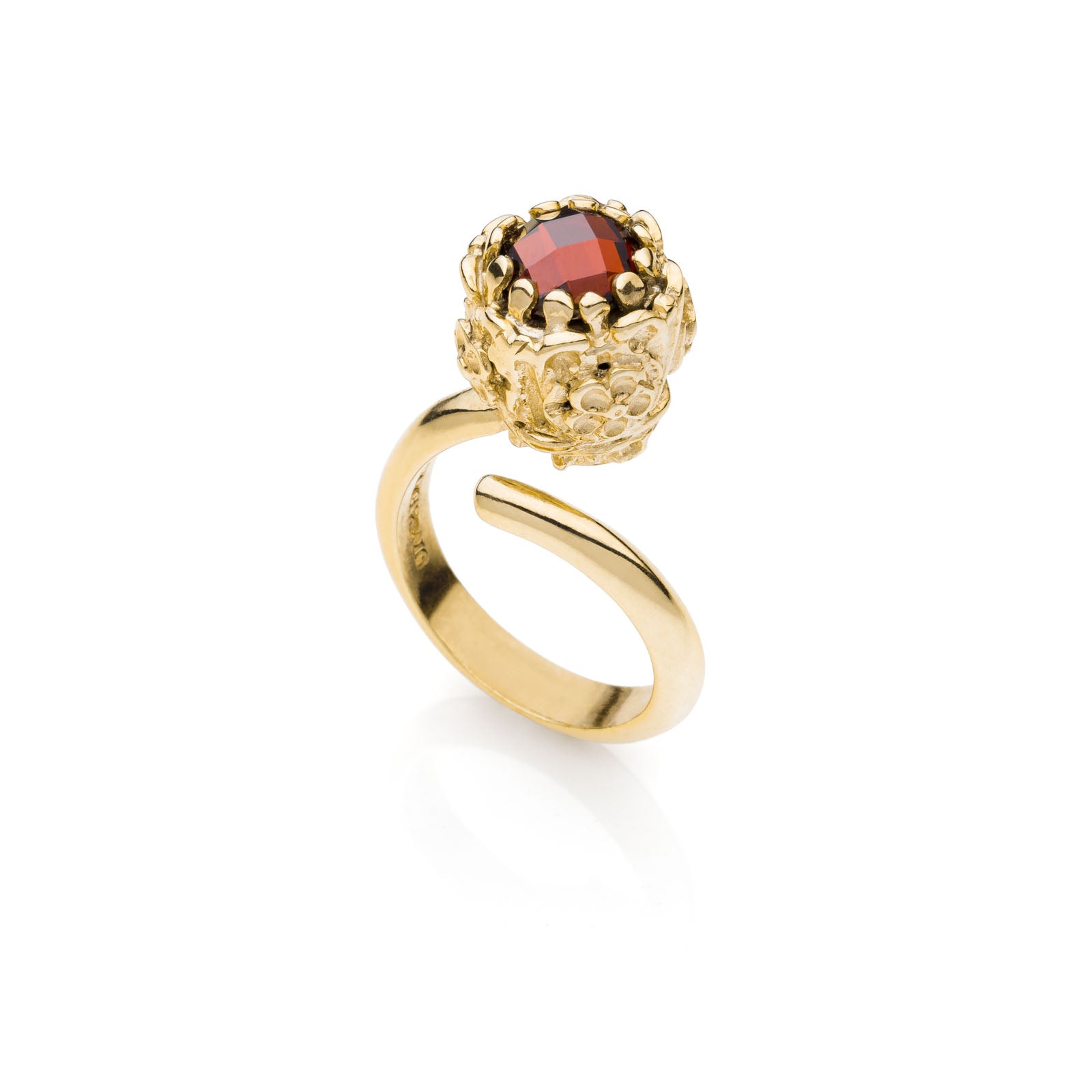 Anello donna Unoaerre dorato con pietra rossa 2328