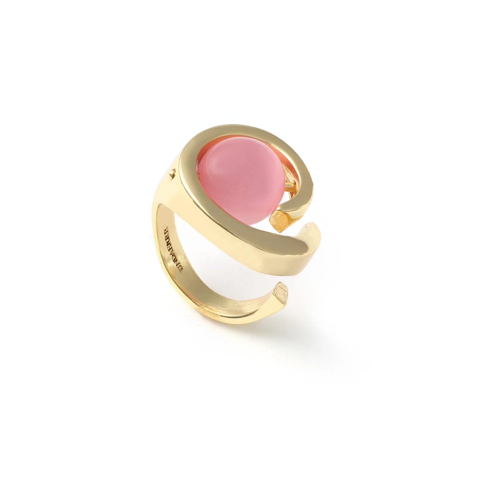 Anello donna Unoaerre in bronzo dorato con pietra rosa 2563
