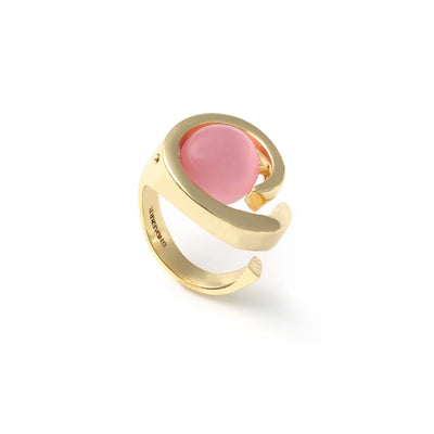 Anello donna Unoaerre in bronzo dorato con pietra rosa 2563