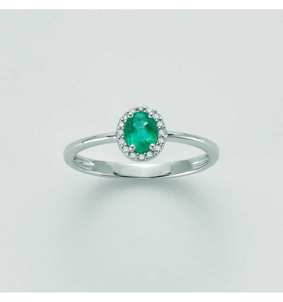 Anello donna Yukiko con smeraldo e diamanti e oro bianco LID3272Y