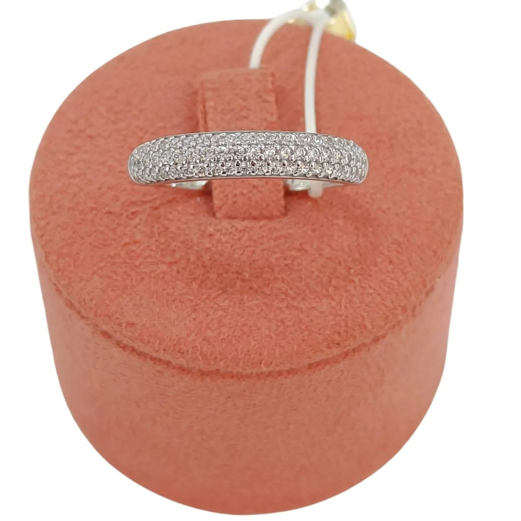 Anello donna a fascia pavè in oro bianco 9kt con zirconi bianchi Igold