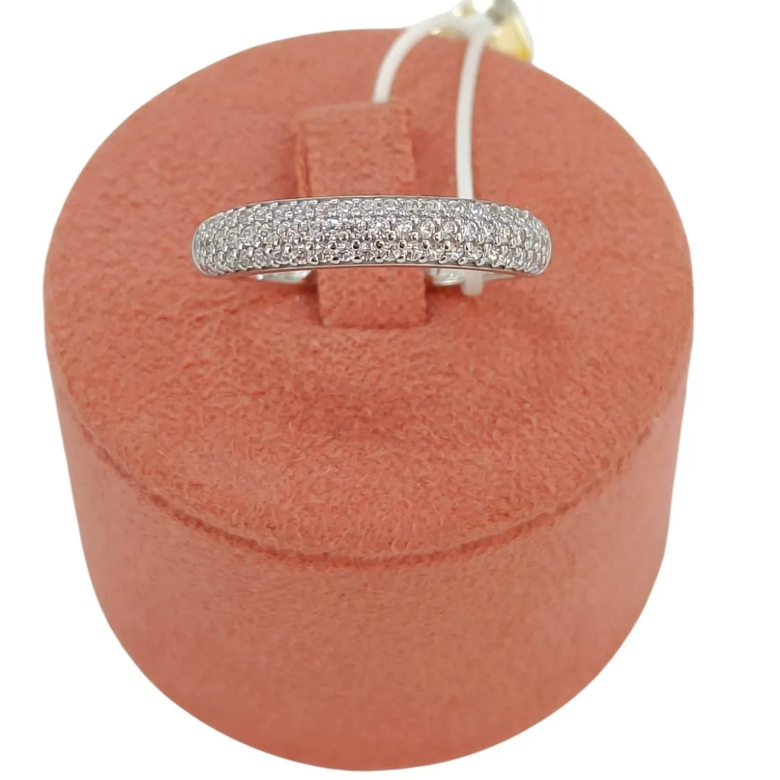 Anello donna a fascia pavè in oro bianco 9kt con zirconi bianchi Igold