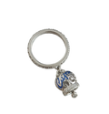 Anello donna campanella capri con scritta blu e fascia zirconata argento 925