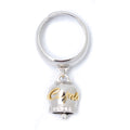 Damenring mit Glücksglöckchen aus 925er Silber, Zirkonia und Capri-Schriftzug aus 18 Karat Gold (verstellbar)
