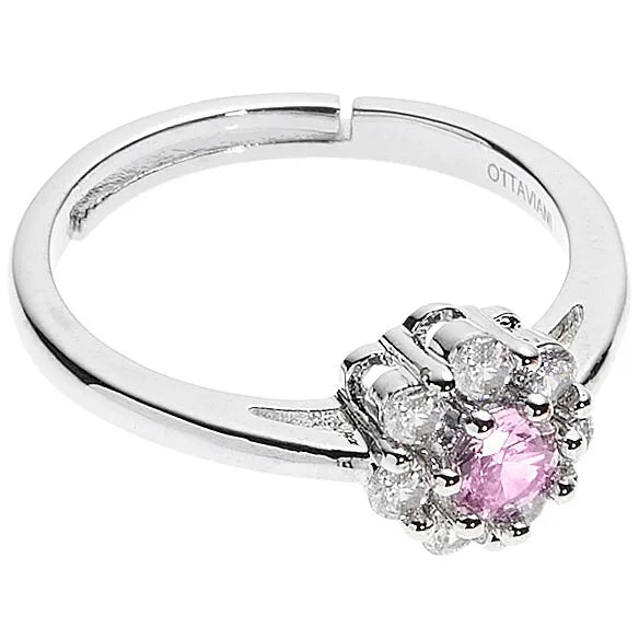 Anello donna con pietra rosa in argento Ottaviani