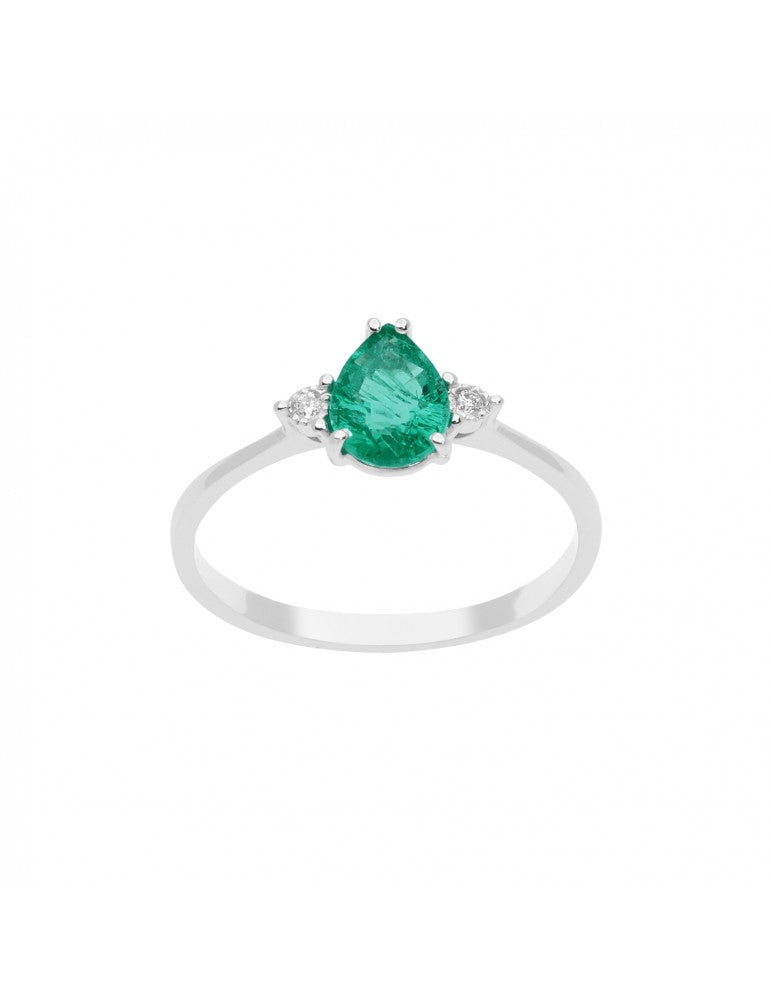 Anello donna con smeraldo verde e diamanti in oro bianco Comete gioielli ANB2486