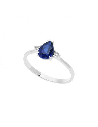 Anello donna con zaffiro blu e diamanti in oro bianco Comete gioielli ANB 2485