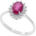 Anello donna fidanzamento in oro bianco rubino e diamanti solitario Comete Regina anb 2570