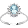 Anello donna fidanzamento oro bianco acquamarina e diamanti solitario Comete Azzurra anq 315