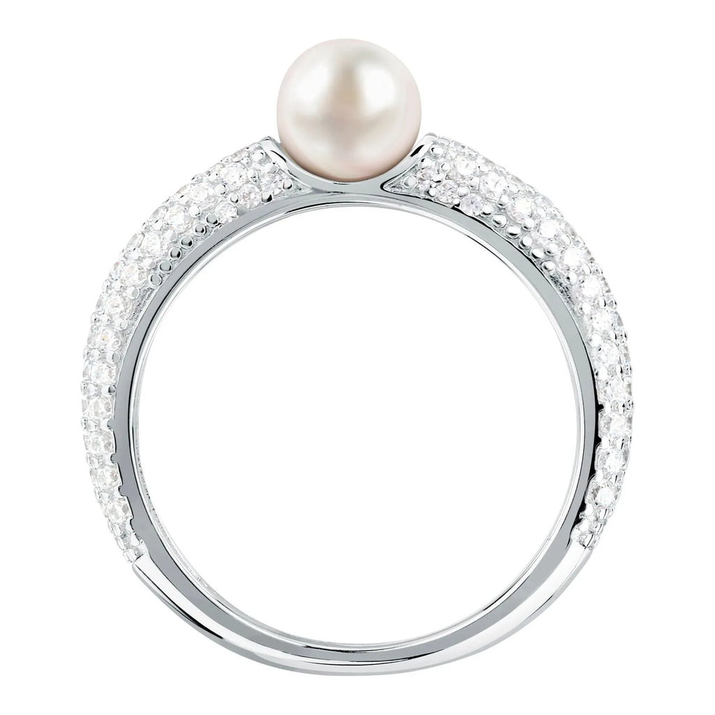 Anello donna in argento con perla e zirconi SXU50016