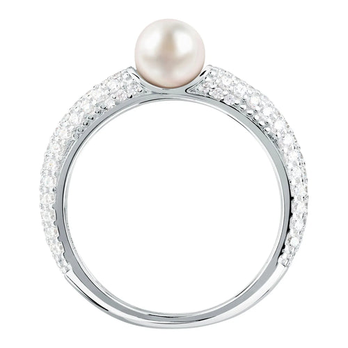 Anello donna in argento con perla e zirconi SXU50016