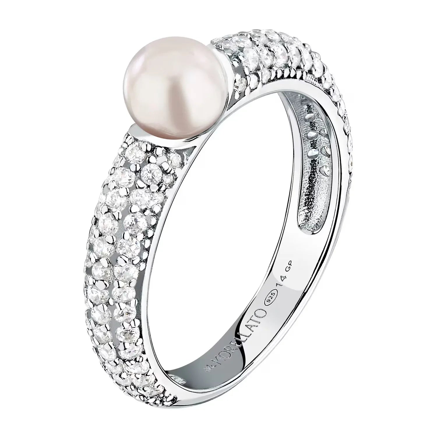 Anello donna in argento con perla e zirconi SXU50016