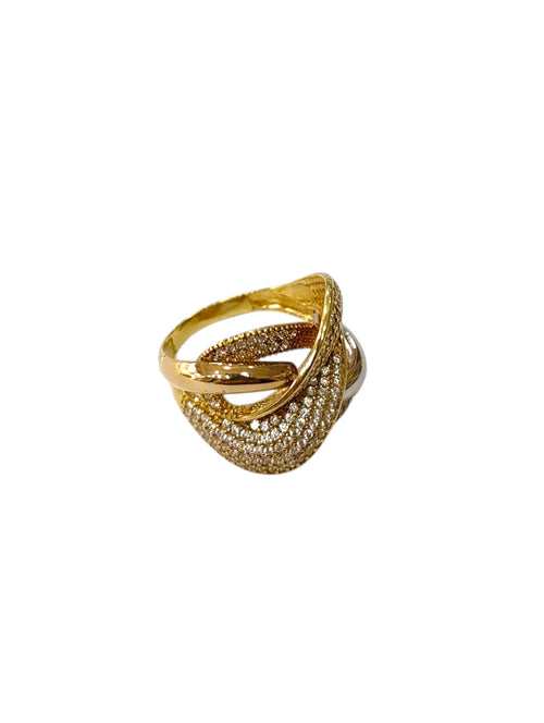 Anello donna in oro 18kt bicolore stile intrecciato