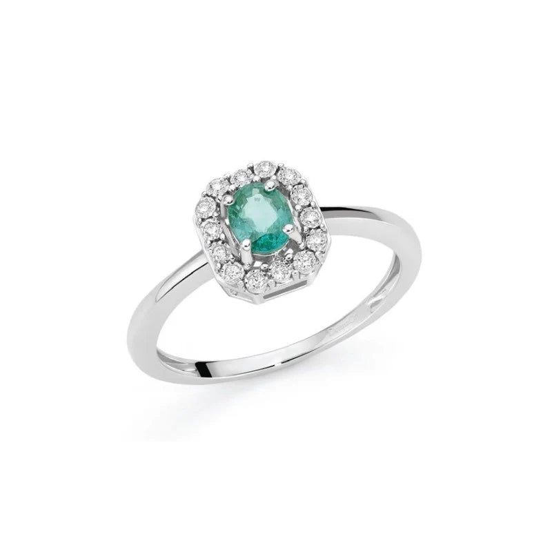 Damenring aus 18 Karat Gold mit Smaragd und Diamanten Donnaoro lae11359.007