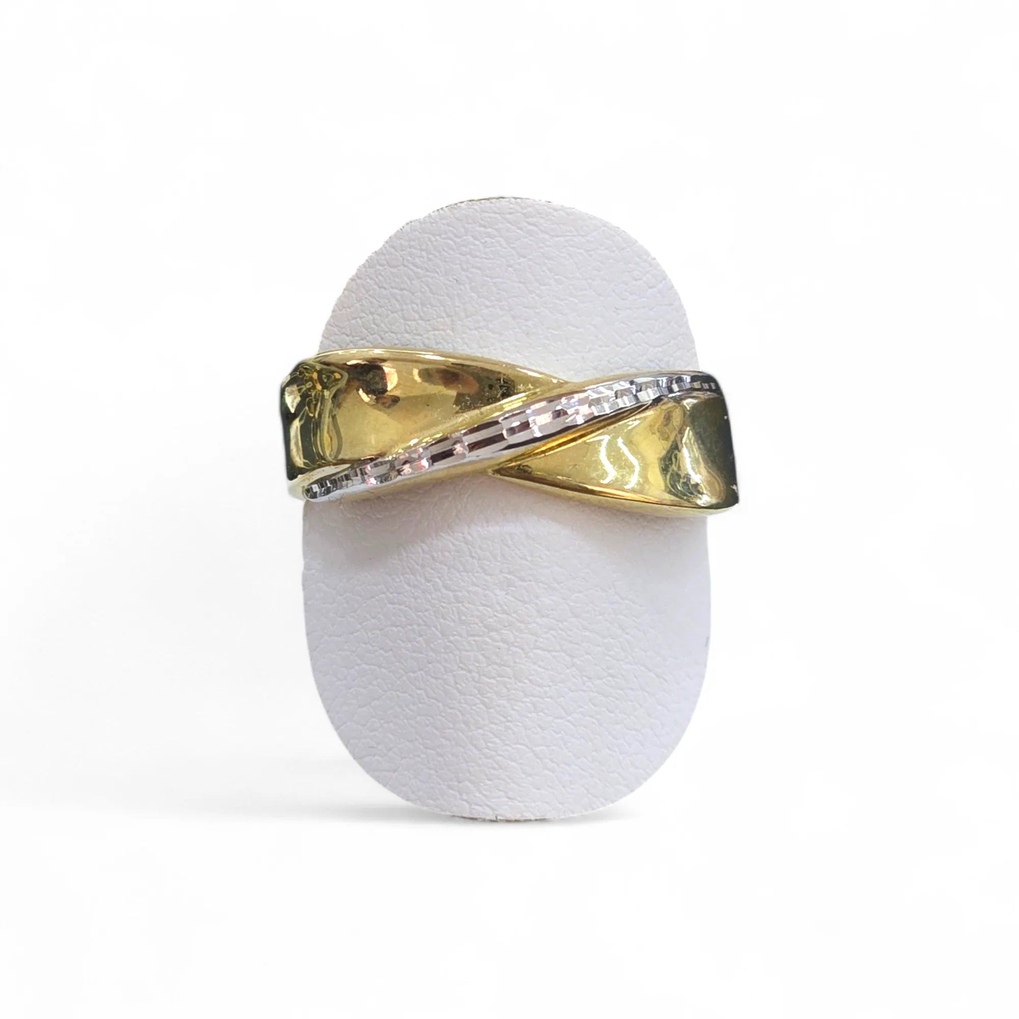 Anello donna in oro 9 carati a fascia intrecciato bicolore Igold