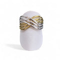 Anello donna in oro 9 kt bicolore a fascia intrecciato Igold