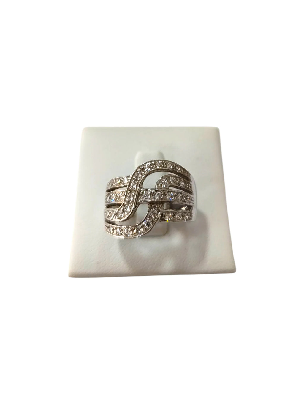 Anello donna in oro bianco 18kt con zirconi bianchi