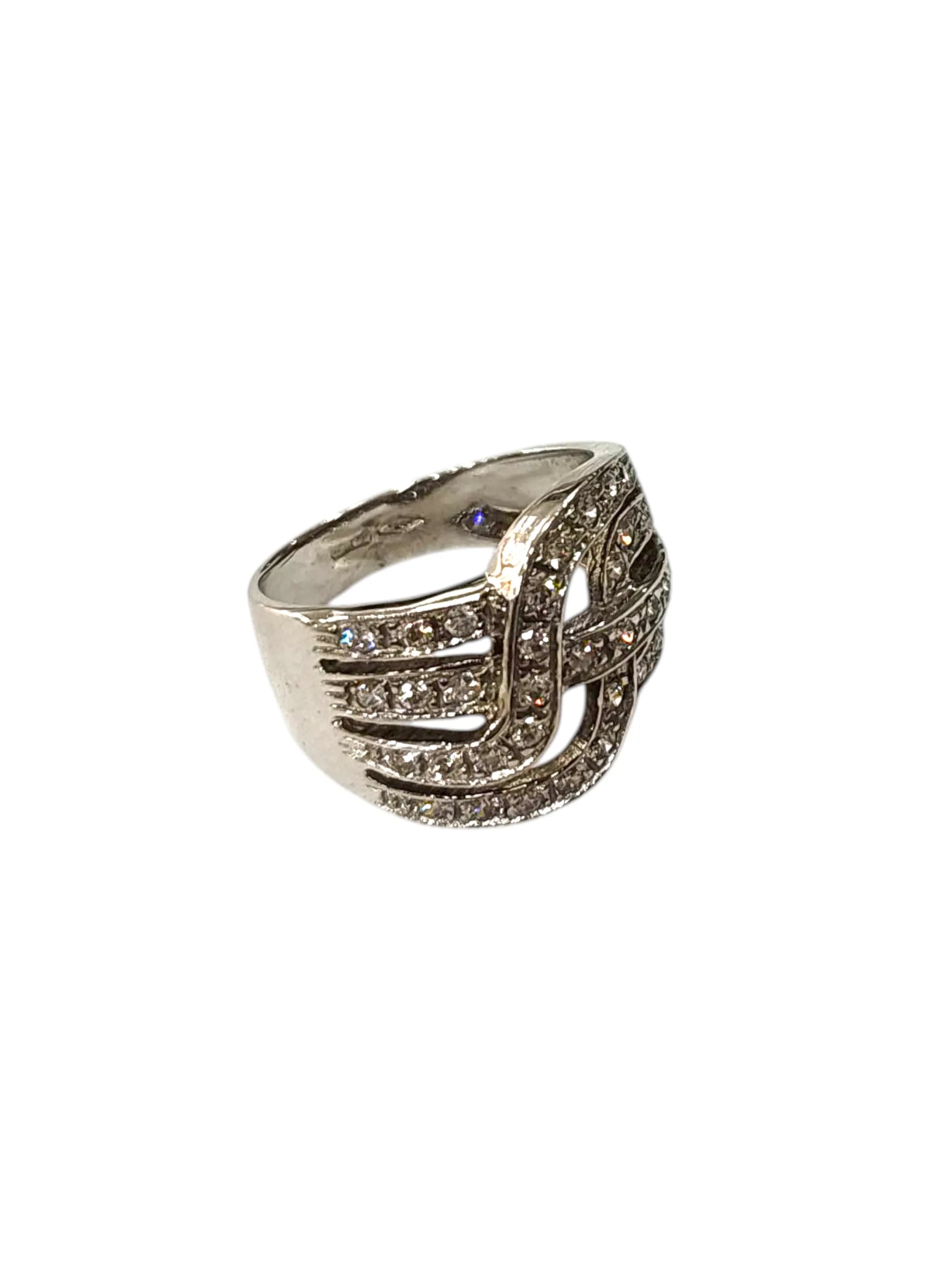Anello donna in oro bianco 18kt con zirconi bianchi