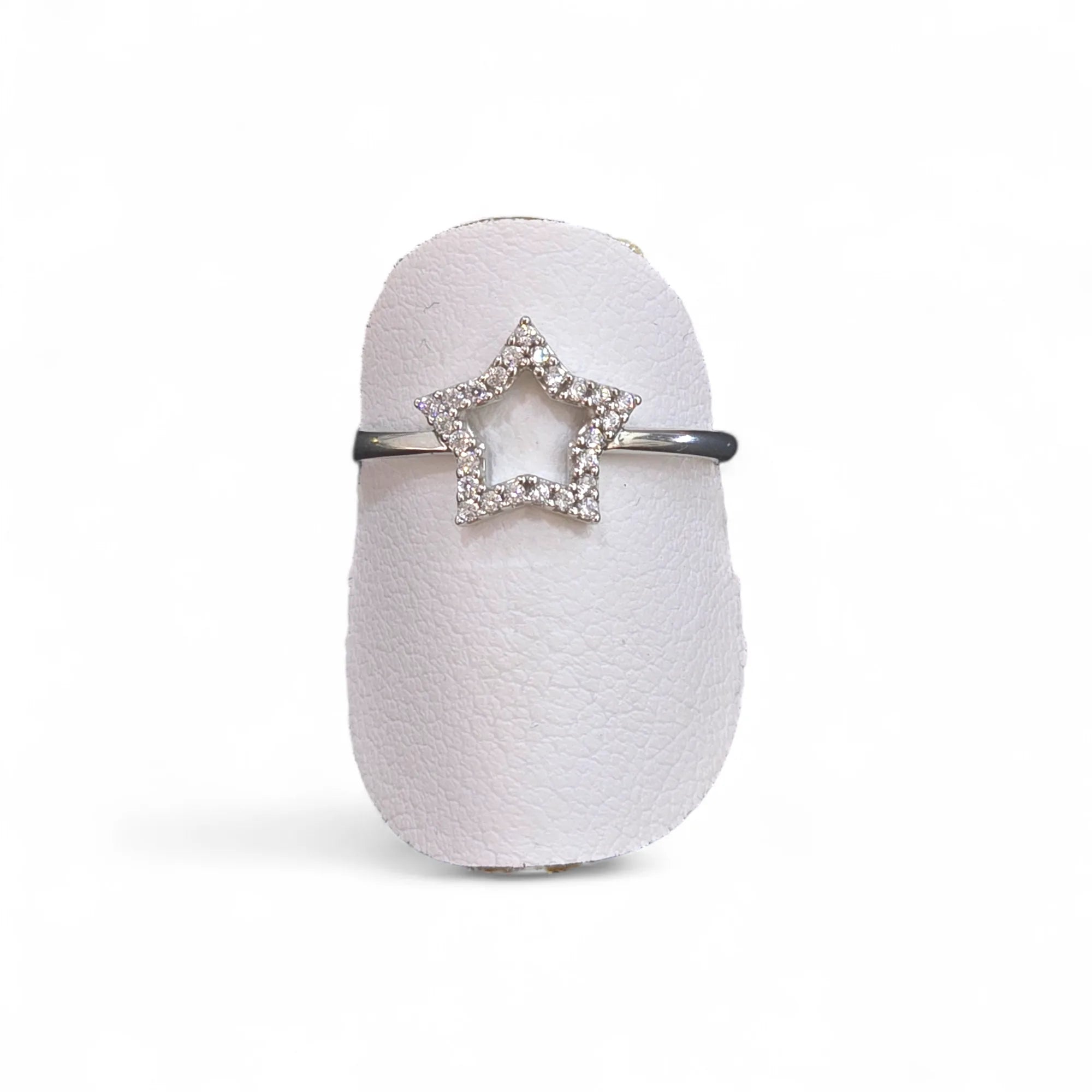 Anello donna in oro bianco 9 carati a forma di stella Igold
