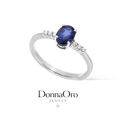 Bague femme en or blanc avec diamants et saphir dhaz9838.006 Donnaoro