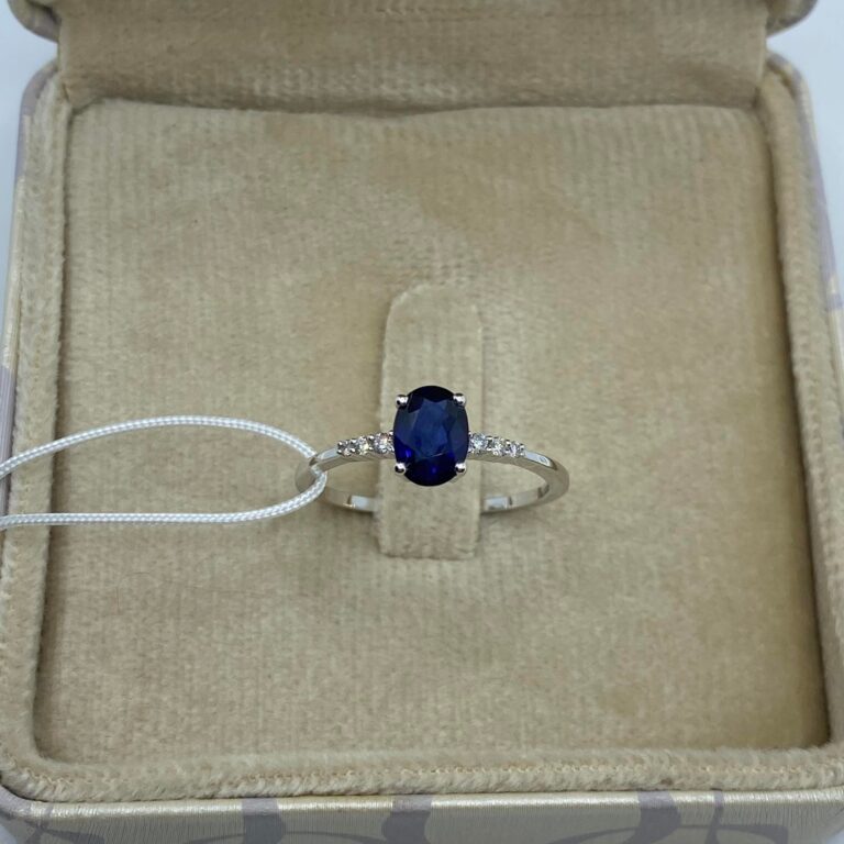Anello da donna in oro bianco con diamanti e zaffiro dhaz9838.006 Donnaoro